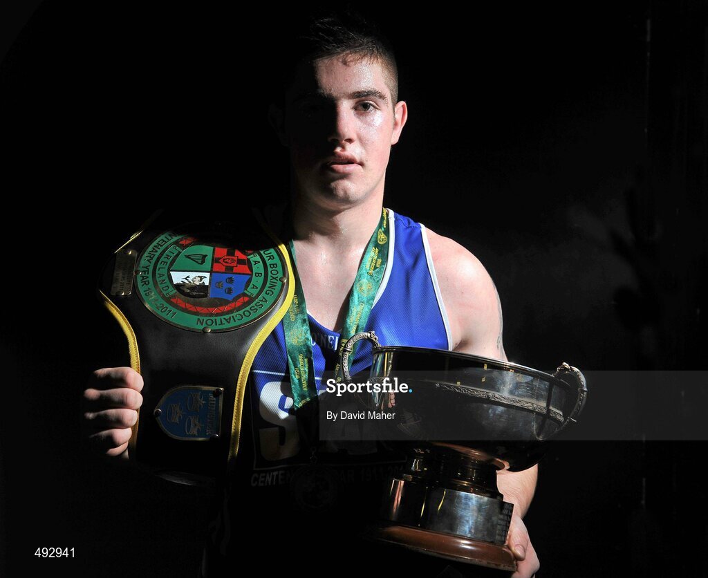 25 February 2011; Joe Ward, Moate Boxing Club, after winning his 75kg division bout against Kenneth Egan, Neiltowns Boxing Club. National Boxing Championship Finals, National Stadium, Dublin. Picture credit: David Maher / SPORTSFILE