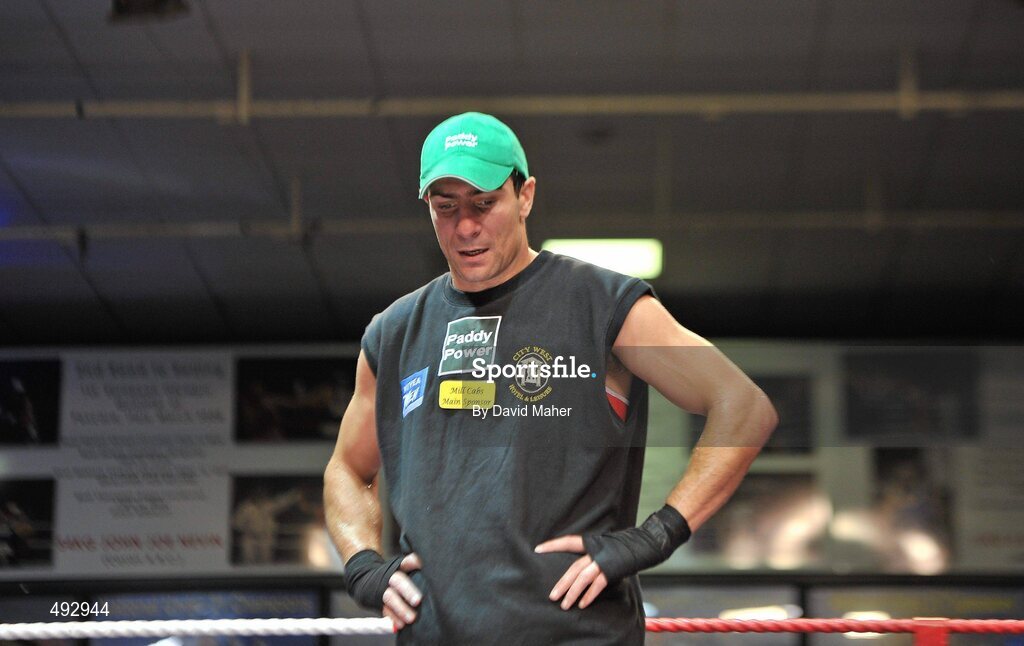 25 February 2011; A dejected Kenneth Egan, Neiltowns Boxing Club, after losing to Joe Ward, Moate Boxing Club, in their 75kg division bout. National Boxing Championship Finals, National Stadium, Dublin. Picture credit: David Maher / SPORTSFILE