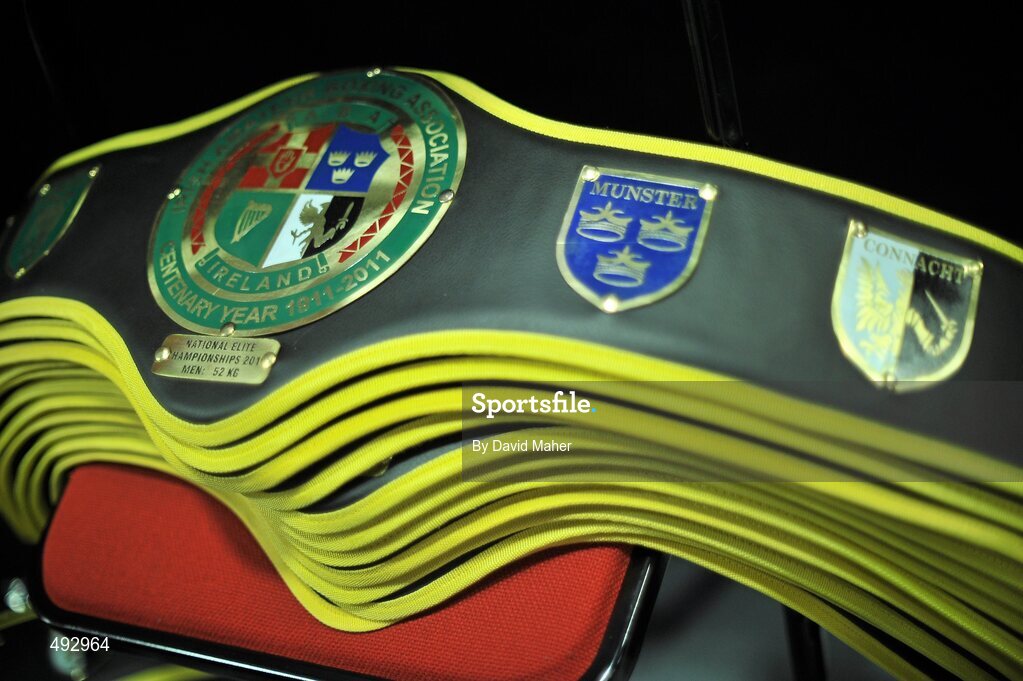 25 February 2011; General view of  boxing belts weight divisions. National Boxing Championship Finals, National Stadium, Dublin. Picture credit: David Maher / SPORTSFILE