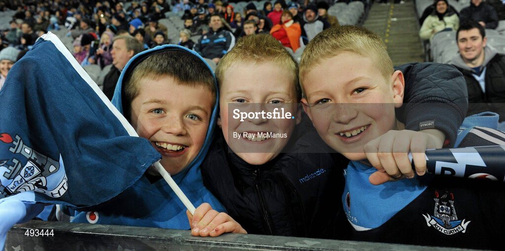 26 February 2011; Dublin supporters Mikie Donohoe, Dylan Brannigan and Dylan Brien, from the Erins Isle GAA Club, Finglas, at the game. Supporters and Entertainment at the second night of the Allianz League Spring Series, Croke Park, Dublin. Picture credit: Ray McManus / SPORTSFILE