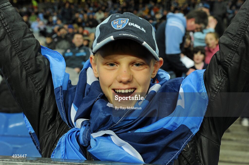 26 February 2011; Dublin supporter Sean Ledwidge, eleven years, from Maynooth, ahead of the games and entertainment. Supporters and Entertainment at the second night of the Allianz League Spring Series, Croke Park, Dublin. Picture credit: Ray McManus / SPORTSFILE