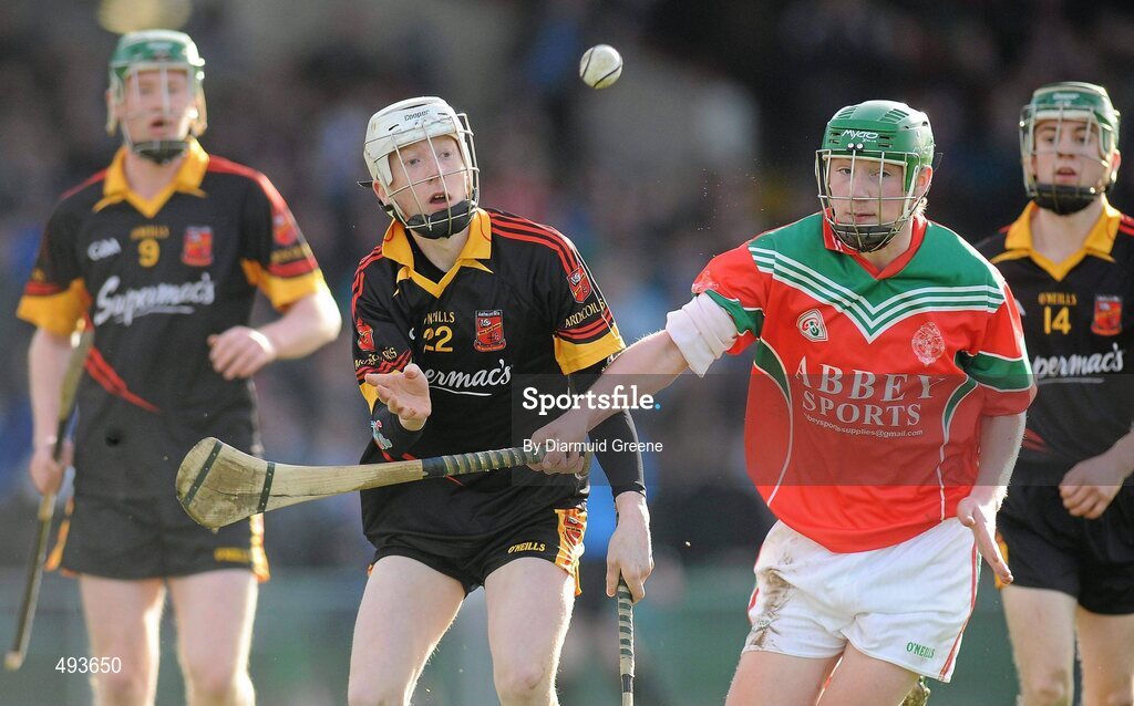 27 February 2011; Cian Lynch, Ardscoil Ris, in action against Timmy Rae, Charleville CBS. Dr. Harty Cup Final, Ardscoil Ris v Charleville CBS, Gaelic Grounds, Limerick. Picture credit: Diarmuid Greene / SPORTSFILE