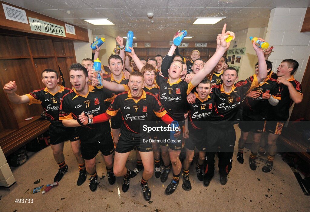 27 February 2011; The Ardscoil Ris team celebrate in the dressing room after victory over Charleville CBS. Dr. Harty Cup Final, Ardscoil Ris v Charleville CBS, Gaelic Grounds, Limerick. Picture credit: Diarmuid Greene / SPORTSFILE