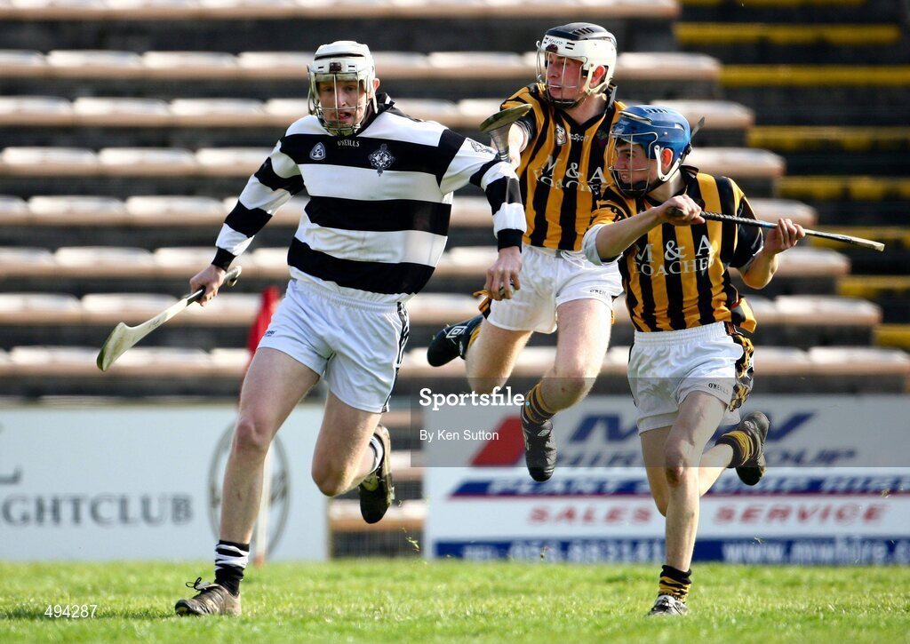 2 March 2011; Noel Callinan and Robert O'Hanrahan, Castlecomer CS, in action against John Power, St Kieran’s College. Leinster Colleges Senior A Hurling Championship Final, Castlecomer CS v St Kieran’s College, Nowlan Park, Kilkenny. Picture credit: Ken Sutton / SPORTSFILE