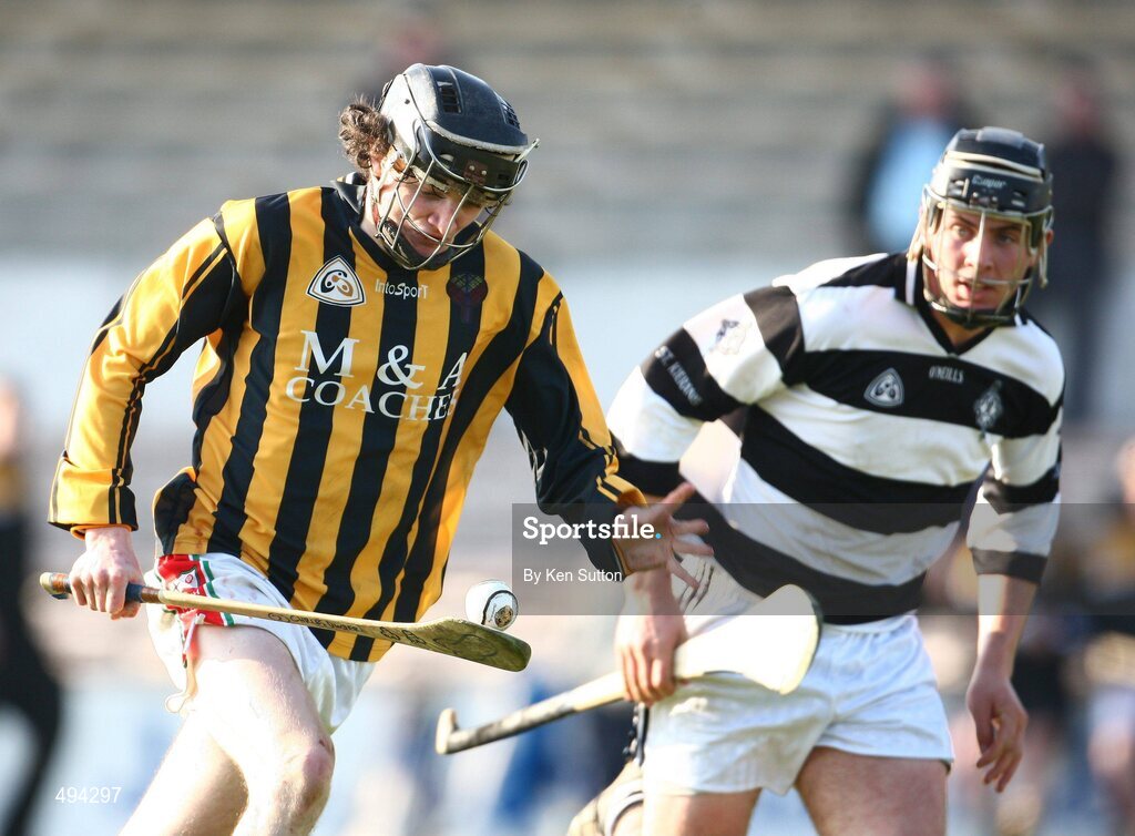 2 March 2011; Kevin Delaney, Castlecomer CS, in action against Conor O'Shea, St Kieran’s College. Leinster Colleges Senior A Hurling Championship Final, Castlecomer CS v St Kieran’s College, Nowlan Park, Kilkenny. Picture credit: Ken Sutton / SPORTSFILE
