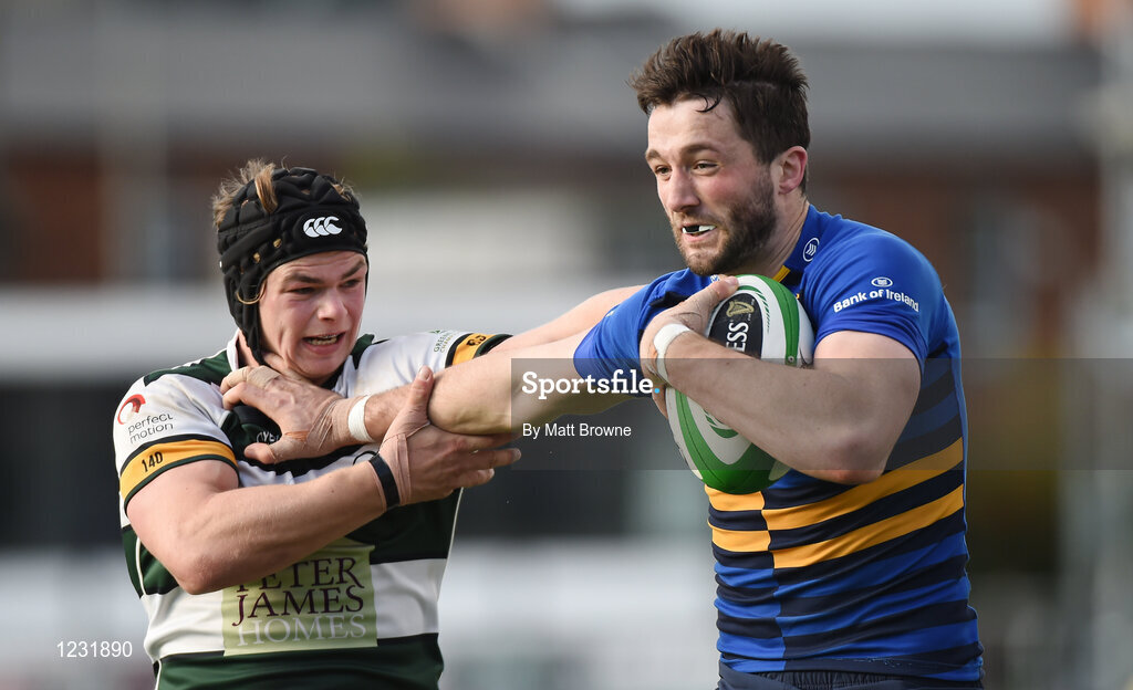 22 October 2016; Barry Daly of Leinster A is tackled by Charlie Thacker of Nottingham Rugby during the British & Irish Cup Pool 4 match between Leinster A and Nottingham Rugby at Donnybrook Stadium in Donnybrook, Dublin. Photo by Matt Browne/Sportsfile