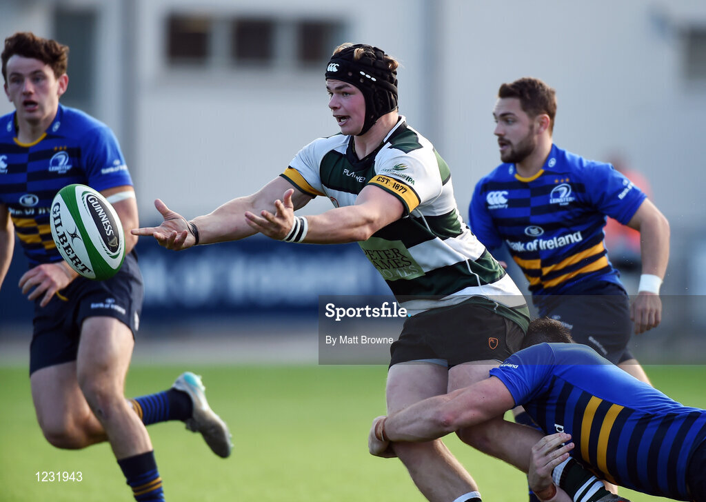 22 October 2016; Charlie Thacker of Nottingham Rugby is tackled by Jack Conan of Leinster A during the British & Irish Cup Pool 4 match between Leinster A and Nottingham Rugby at Donnybrook Stadium in Donnybrook, Dublin. Photo by Matt Browne/Sportsfile