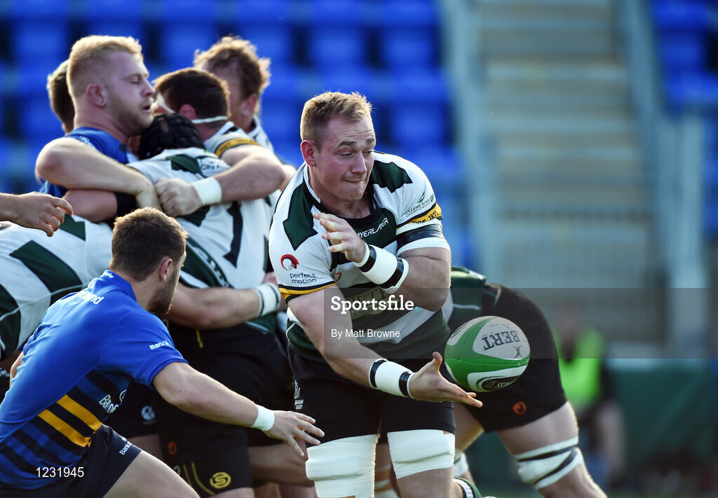 22 October 2016; Shane Buckley of Nottingham Rugby in action against Charlie Rock of Leinster A during the British & Irish Cup Pool 4 match between Leinster A and Nottingham Rugby at Donnybrook Stadium in Donnybrook, Dublin. Photo by Matt Browne/Sportsfile