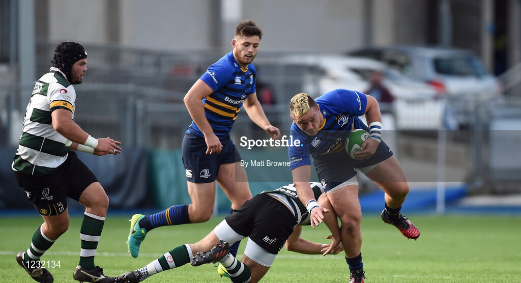 22 October 2016; Andrew Porter of Leinster A is tackled by George Worth of Nottingham Rugby during the British & Irish Cup Pool 4 match between Leinster A and Nottingham Rugby at Donnybrook Stadium in Donnybrook, Dublin. Photo by Matt Browne/Sportsfile