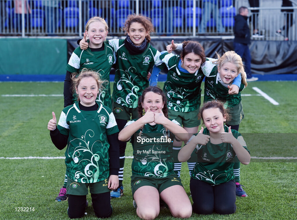 22 October 2016; Greystones Rugby Club team after the half time games during the British & Irish Cup Pool 4 match between Leinster A and Nottingham Rugby at Donnybrook Stadium in Donnybrook, Dublin. Photo by Matt Browne/Sportsfile