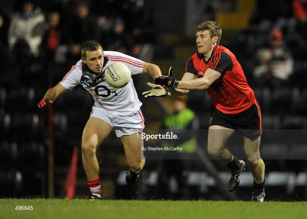 12 March 2011; Luke Howard, Down, in action against Ciaran Sheehan, Cork. Allianz Football League, Division 1, Round 4, Cork v Down, Pairc Ui Rinn, Cork. Picture credit: Stephen McCarthy / SPORTSFILE