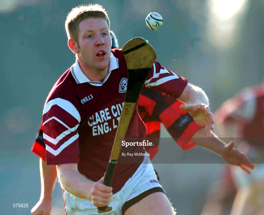 28 October 2001; Kenneth Kennedy of St Joseph's Doora Barefield holds possession from  Billy O'Sullivan of Ballygunner during the AIB Munster Senior Club Hurling Championship Quarter-Final match between Ballygunner and St Joseph's Doora Barefield at Walsh Park in Waterford. Photo by Ray McManus/Sportsfile