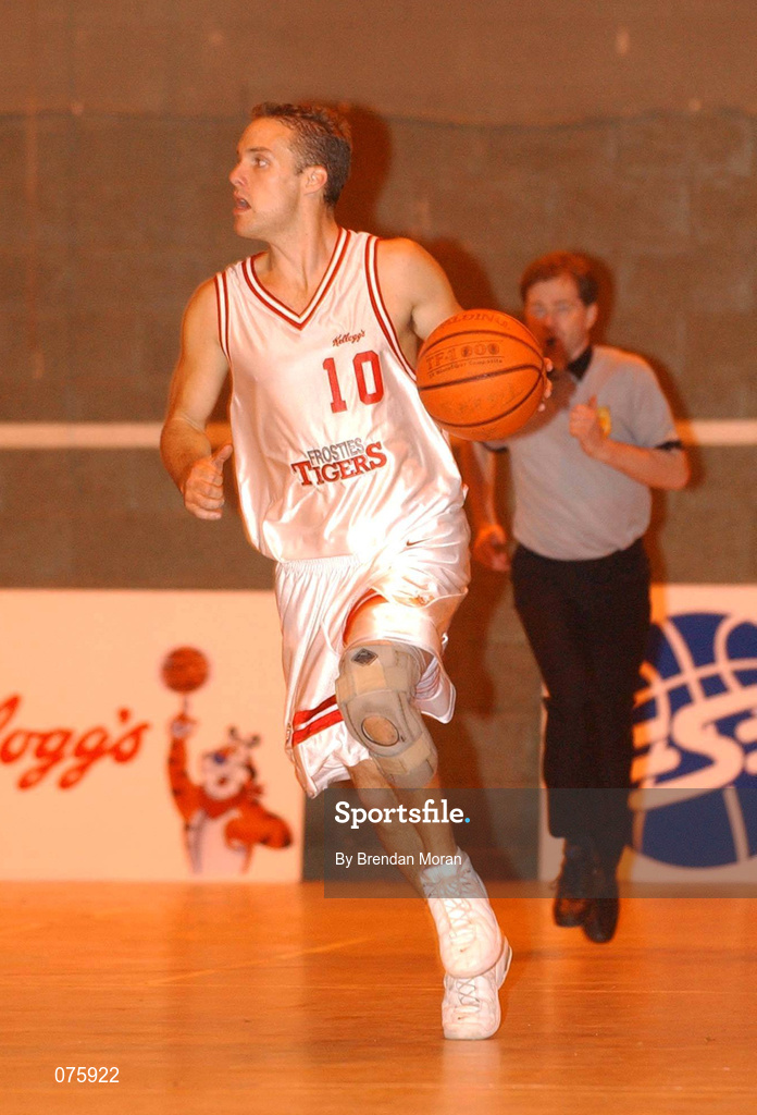 27 October 2001; Barnaby Craddock of Frosties Tigers during the ESB Men's Superleague Basketball match between Gleneagle Killarney and Frosties Tigers at Tralee Sports Centre in Tralee, Kerry. Photo by Brendan Moran/Sportsfile