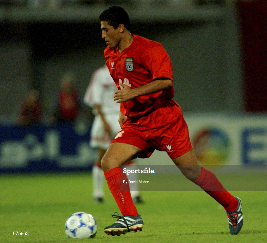 31 October 2001; Mujahed Khaziravi of Iran during the 2002 FIFA World Cup AFC Qualification Play-Off 2nd Leg match between United Arab Emirates and Iran the at Al-Nahyan Stadium in Abu Dhabi, United Arab Emirates. Photo by David Maher/Sportsfile