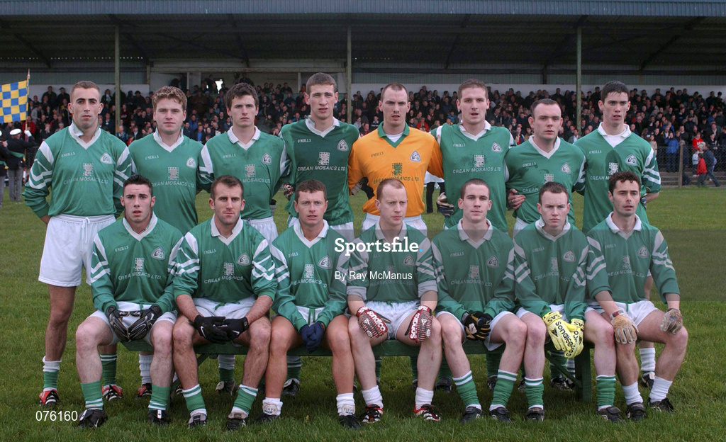 4 November 2001; The Charlestown Sarsfields team ahead of the AIB Connacht Club Senior Football Championship Semi-final match between Charlestown Sarsfields and Roscommon Gaels at Fr O'Hara Memorial Park in Charlestown, Mayo. Photo by Ray McManus/Sportsfile