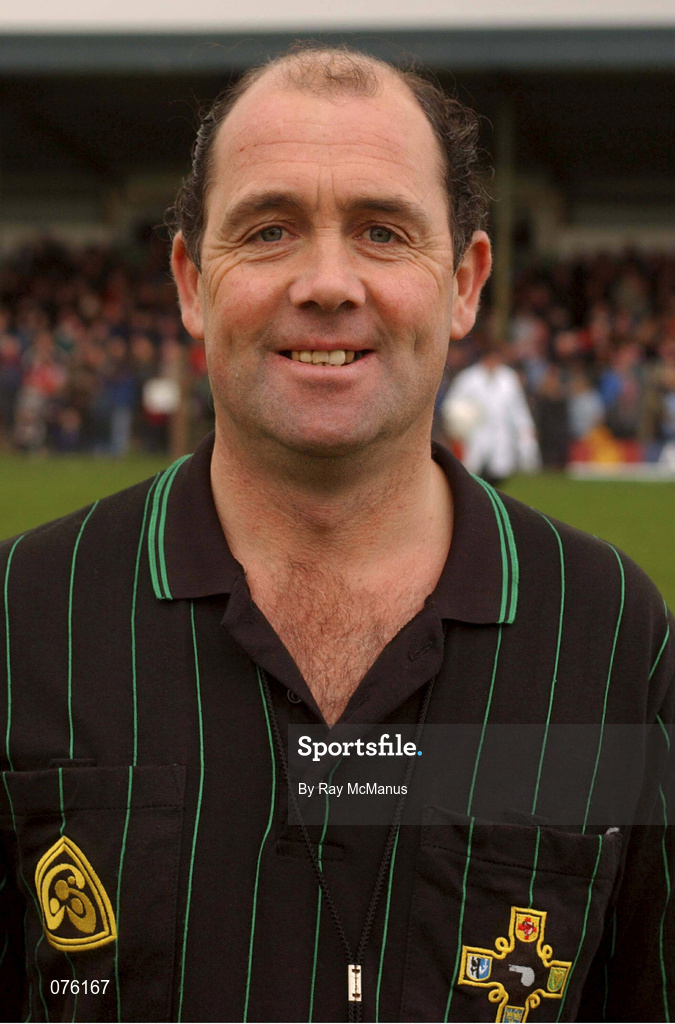 4 November 2001; Referee Enda Stenson, Leitrim, ahead of the AIB Connacht Club Senior Football Championship Semi-final match between Charlestown Sarsfields and Roscommon Gaels at Fr O'Hara Memorial Park in Charlestown, Mayo. Photo by Ray McManus/Sportsfile