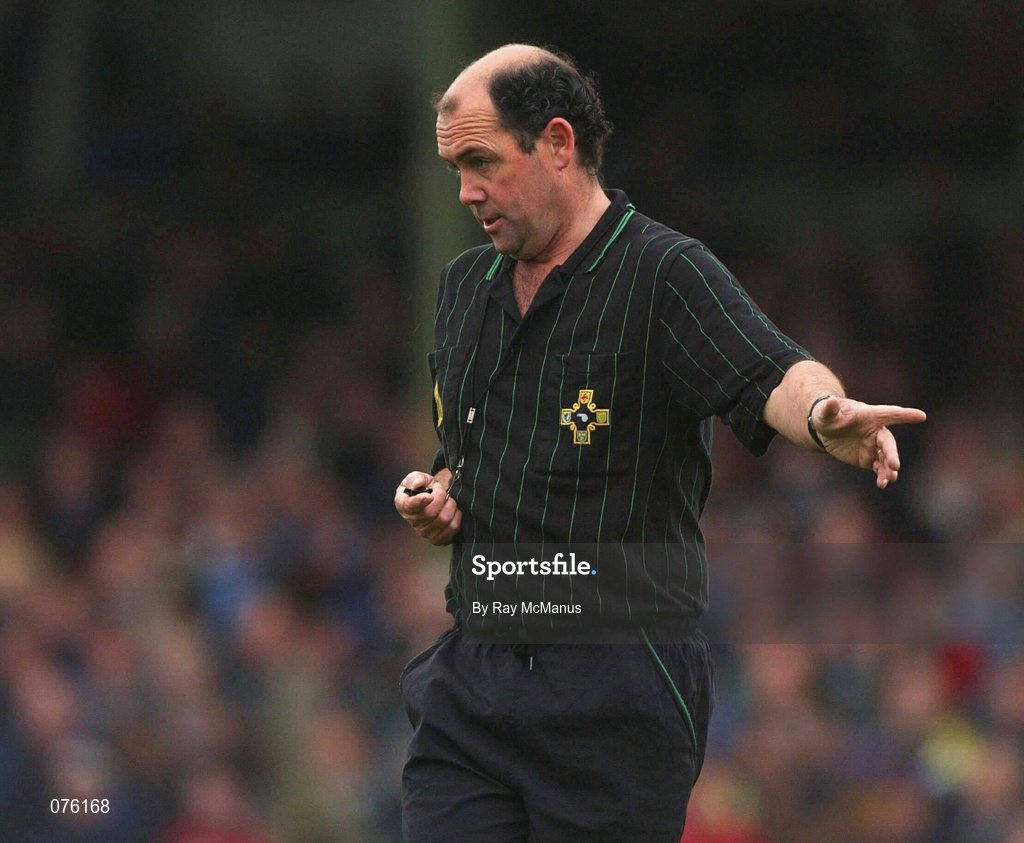4 November 2001; Referee Enda Stenson during the AIB Connacht Club Senior Football Championship Semi-final match between Charlestown Sarsfields and Roscommon Gaels at Fr O'Hara Memorial Park in Charlestown, Mayo. Photo by Ray McManus/Sportsfile