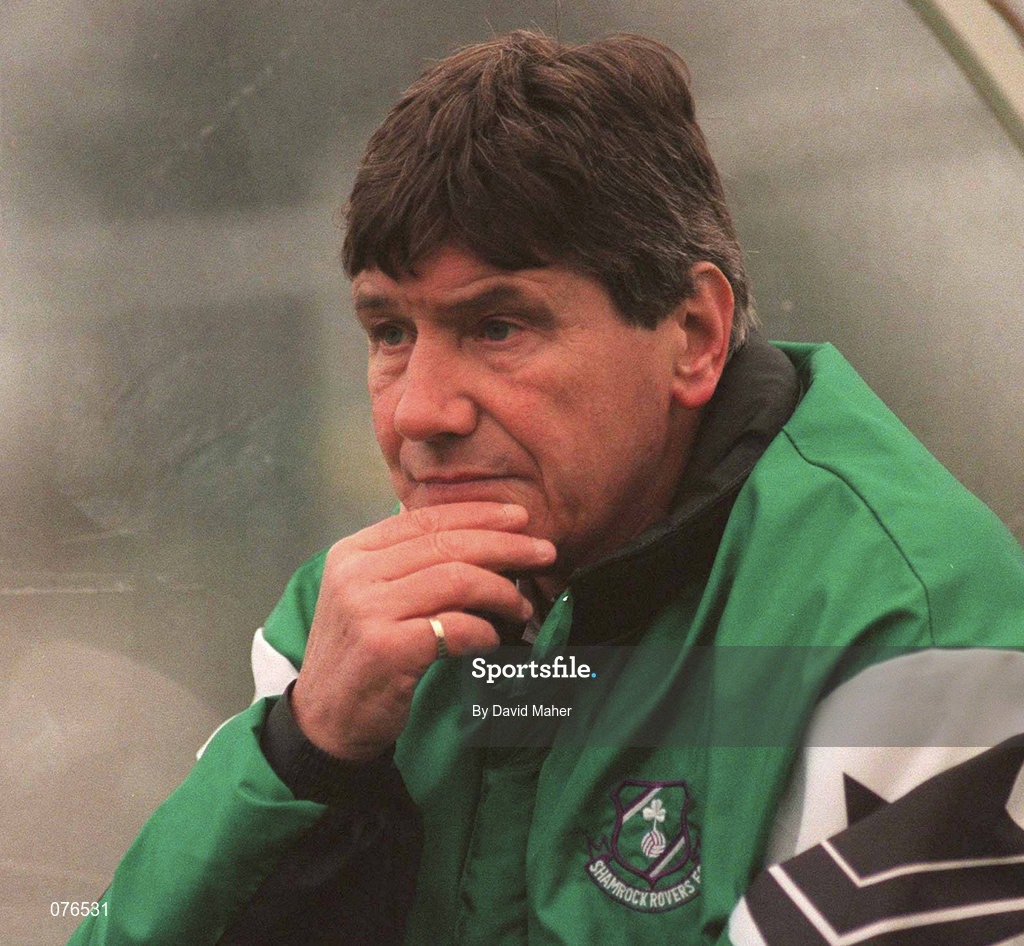 21 January 1996; Shamrock Rovers manager Ray Treacy during the Bord Gáis National League Premier Division match between Shamrock Rovers and Sligo Rovers at the RDS in Dublin. Photo by David Maher/Sportsfile