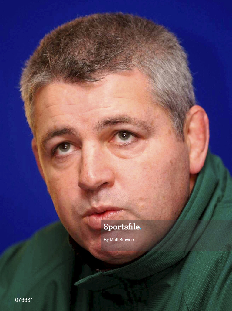 13 November 2001; Ireland Head Coach Warren Gatland during an Ireland Rugby press conference to announce the team to play New Zealand during an Ireland Rugby Press Conference at The Glenview Hotel in Wicklow. Photo by Matt Browne/Sportsfile