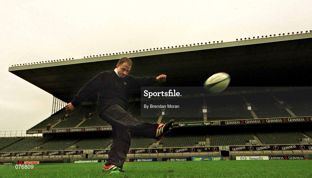 16 November 2001; David Humphreys during an Ireland Rugby Kicking session at Lansdowne Road in Dublin. Photo by Matt Browne/Sportsfile