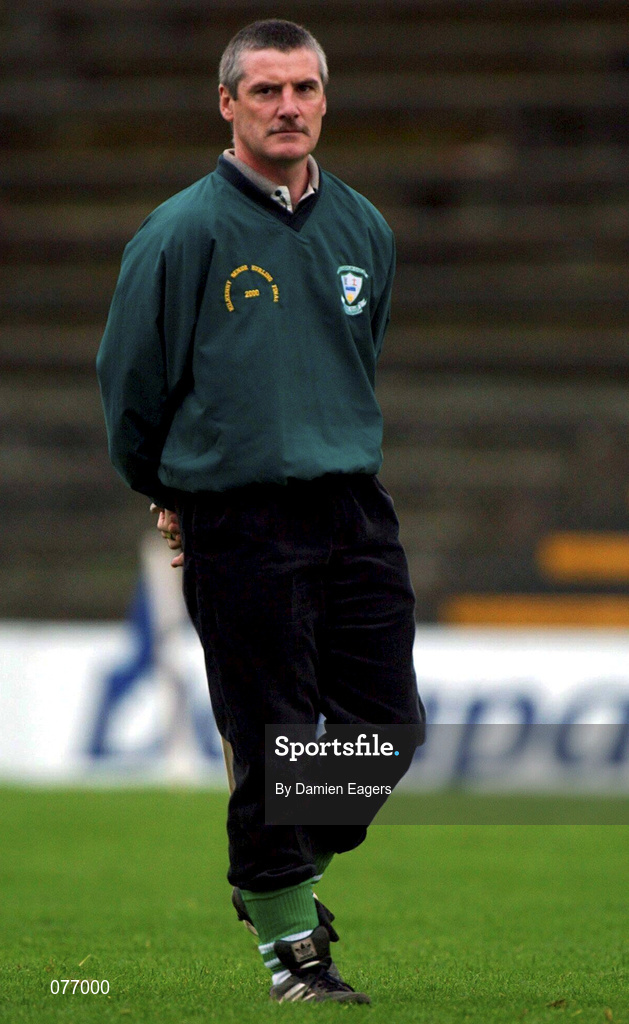 14 October 2001; O'Loughlin Gaels manager Aidan Fogarty ahead of the AIB Kilkenny Senior Club Championship Hurling Final match between O'Loughlin Gaels and Graigue Ballycallan at Nowlan Park in Kilkenny. Photo by Damien Eagers/Sportsfile