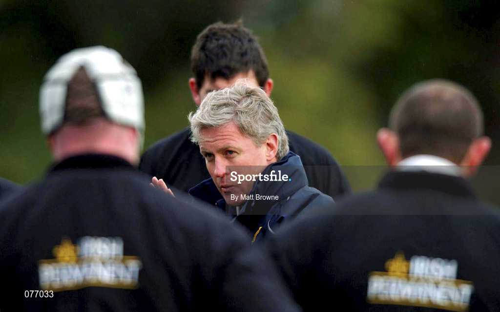 13 November 2001; Ireland Rugby Team coach Matt Williams during an Ireland Rugby Squad Training at Dr Hickey Park in Greystones, Wicklow. Photo by Matt Browne/Sportsfile