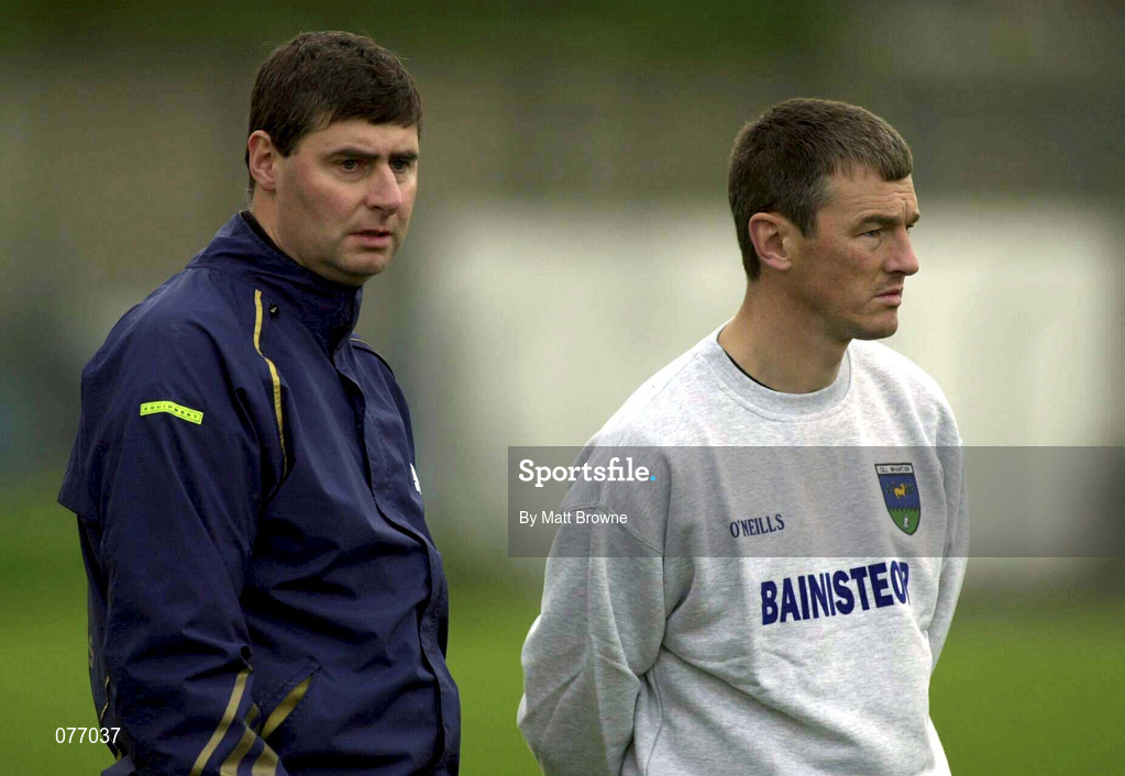 18 November 2001; Wicklow mananger John O'Leary, right, with Selector Richie Crean, during the O'Byrne Cup Group 2 match between Wicklow and Kildare at the County Grounds in Aughrim, Wicklow. Photo by Matt Browne/Sportsfile