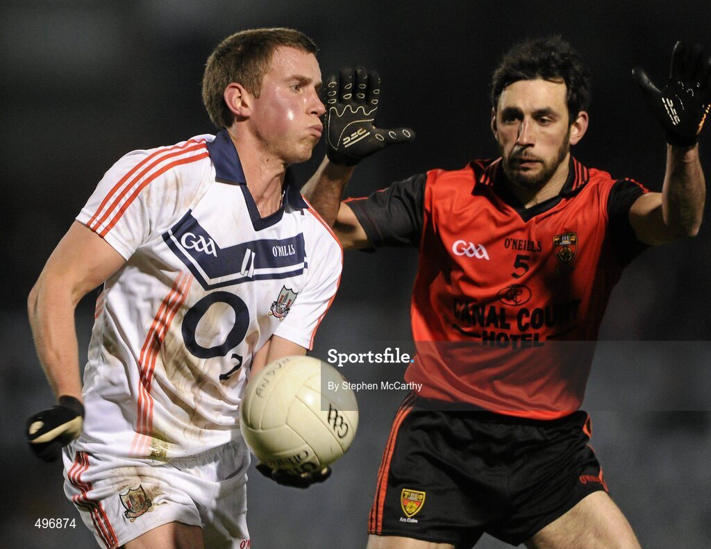12 March 2011; Patrick Kelly, Cork, in action against Aidan Branagan, Down. Allianz Football League, Division 1, Round 4, Cork v Down, Pairc Ui Rinn, Cork. Picture credit: Stephen McCarthy / SPORTSFILE