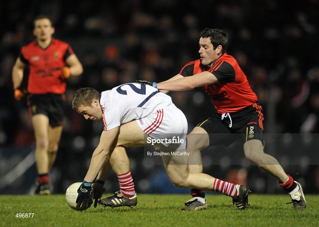 12 March 2011; Colm O'Neill, Cork, in action against Kevin McKernan, Down. Allianz Football League, Division 1, Round 4, Cork v Down, Pairc Ui Rinn, Cork. Picture credit: Stephen McCarthy / SPORTSFILE