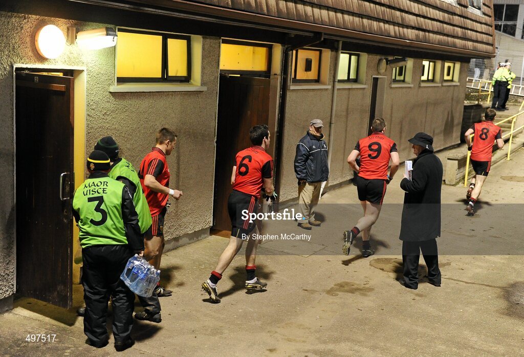 12 March 2011; The Down team make their way to the pitch from the dressing room for the second half. Allianz Football League, Division 1, Round 4, Cork v Down, Pairc Ui Rinn, Cork. Picture credit: Stephen McCarthy / SPORTSFILE