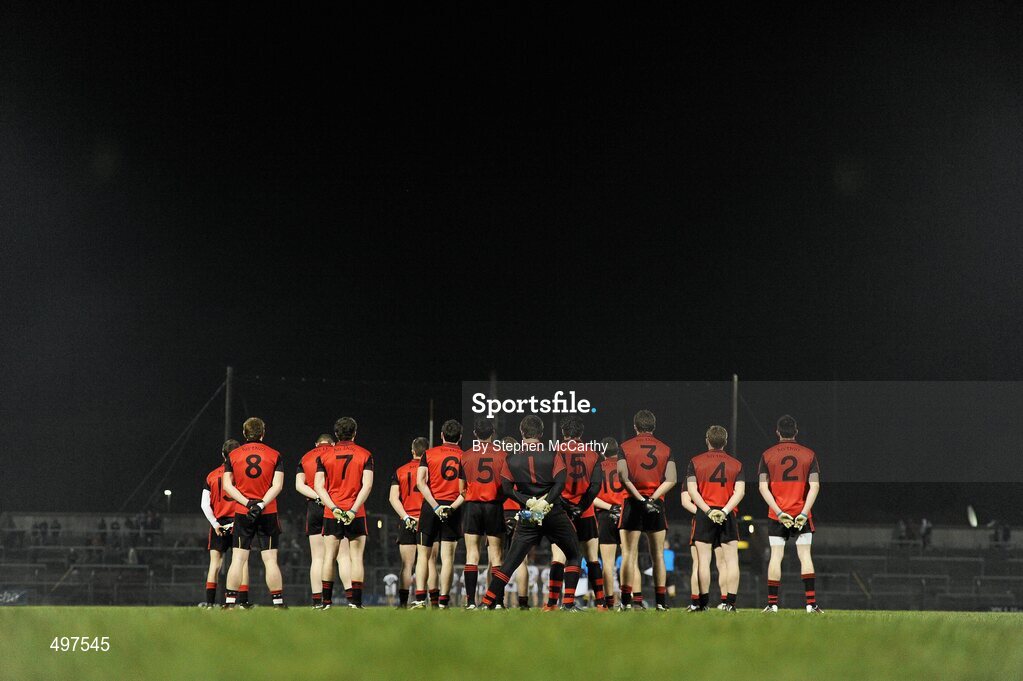 12 March 2011; The Down team during the National Anthem. Allianz Football League, Division 1, Round 4, Cork v Down, Pairc Ui Rinn, Cork. Picture credit: Stephen McCarthy / SPORTSFILE