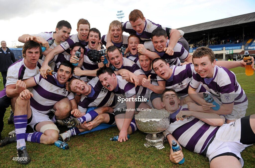 17 March 2011; Clongowes Wood College SJ players celebrate their side's victory. Powerade Leinster Schools Senior Cup Final, Cistercian College Roscrea v Clongowes Wood College SJ, RDS, Ballsbridge, Dublin. Picture credit: Stephen McCarthy / SPORTSFILE