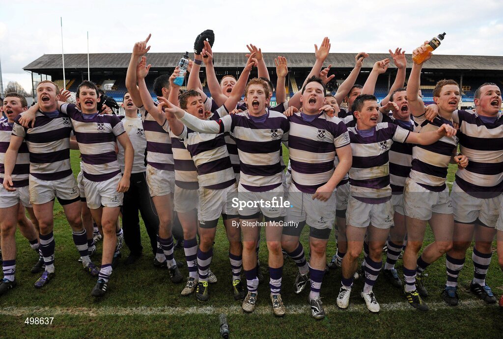 17 March 2011; Clongowes Wood College SJ players celebrate their side's victory. Powerade Leinster Schools Senior Cup Final, Cistercian College Roscrea v Clongowes Wood College SJ, RDS, Ballsbridge, Dublin. Picture credit: Stephen McCarthy / SPORTSFILE