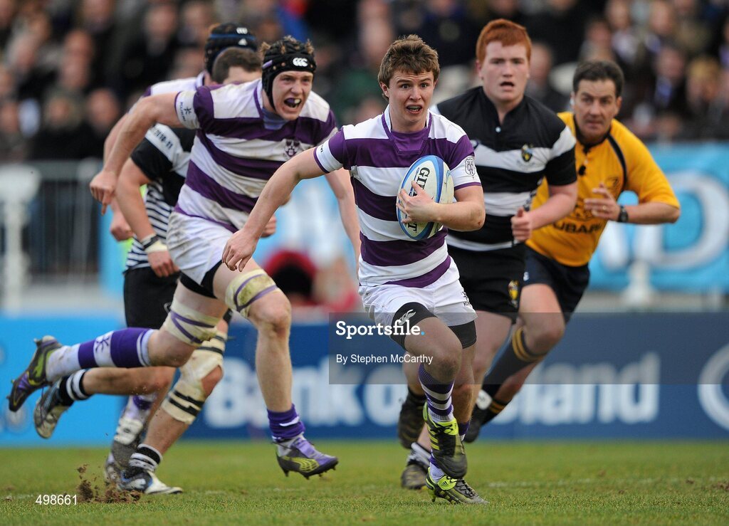 17 March 2011; David Quirke, Clongowes Wood College SJ, on his way to scoring a try. Powerade Leinster Schools Senior Cup Final, Cistercian College Roscrea v Clongowes Wood College SJ, RDS, Ballsbridge, Dublin. Picture credit: Stephen McCarthy / SPORTSFILE