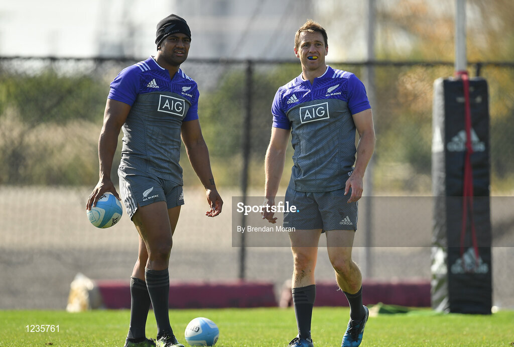 1 November 2016; Julian Savea, left, and Ben Smith of New Zealand during a New Zealand Rugby Squad Training at Toyota Park in Chicago, USA.  Photo by Brendan Moran/Sportsfile