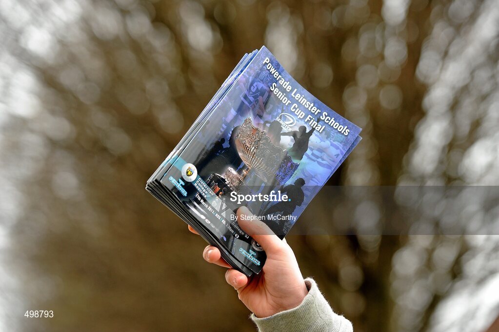 17 March 2011; A programme seller. Powerade Schools Senior Cup Final, Cistercian College Roscrea v Clongowes Wood College SJ, RDS, Ballsbridge, Dublin. Picture credit: Stephen McCarthy / SPORTSFILE