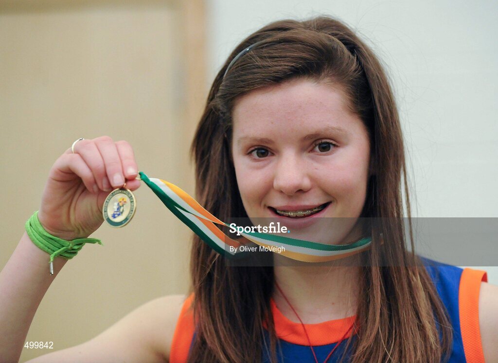 19 March 2011; U18 Girls 60m wommer Grainne Moynihan, from West Muskerry, Co. Cork. Woodie’s DIY National Juvenile Indoor Championships, Meadowbank Indoor Arena, Magherafelt, Derry. Picture credit: Oliver McVeigh / SPORTSFILE