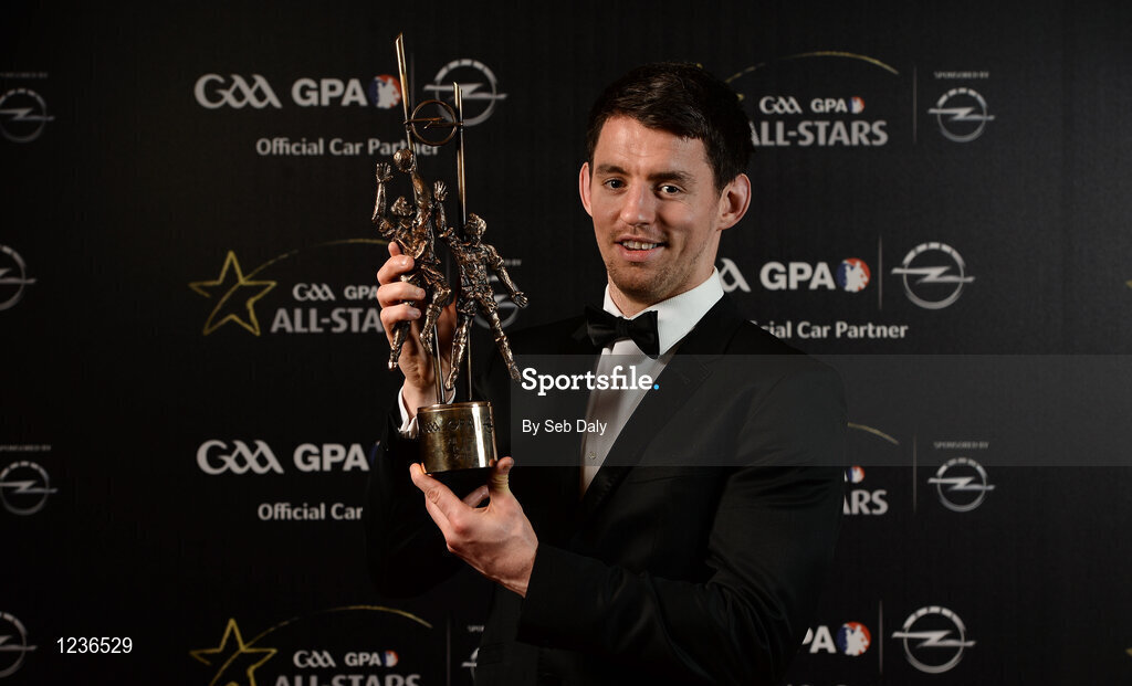 4 November 2016; Tyrone footballer Mattie Donnelly with his award at the 2016 GAA/GPA Opel All-Stars Awards at the Convention Centre in Dublin. Photo by Seb Daly/Sportsfile