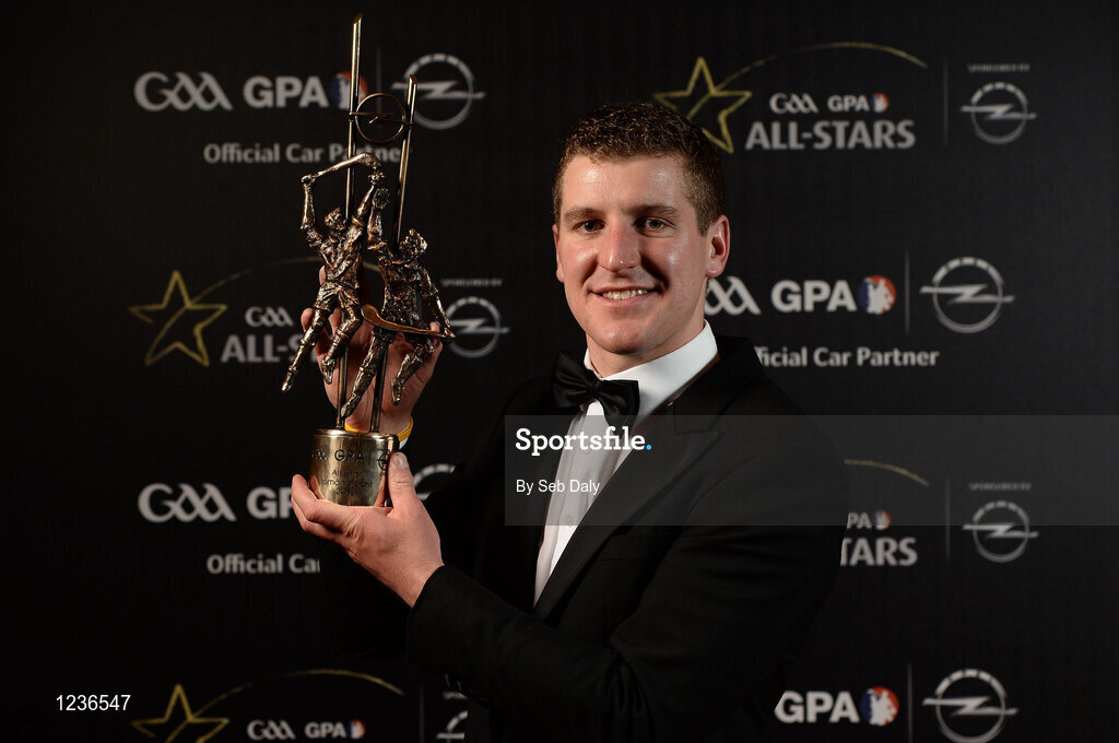 4 November 2016; Kilkenny Hurler Eóin Murphy with his award at the 2016 GAA/GPA Opel All-Stars Awards at the Convention Centre in Dublin. Photo by Seb Daly/Sportsfile