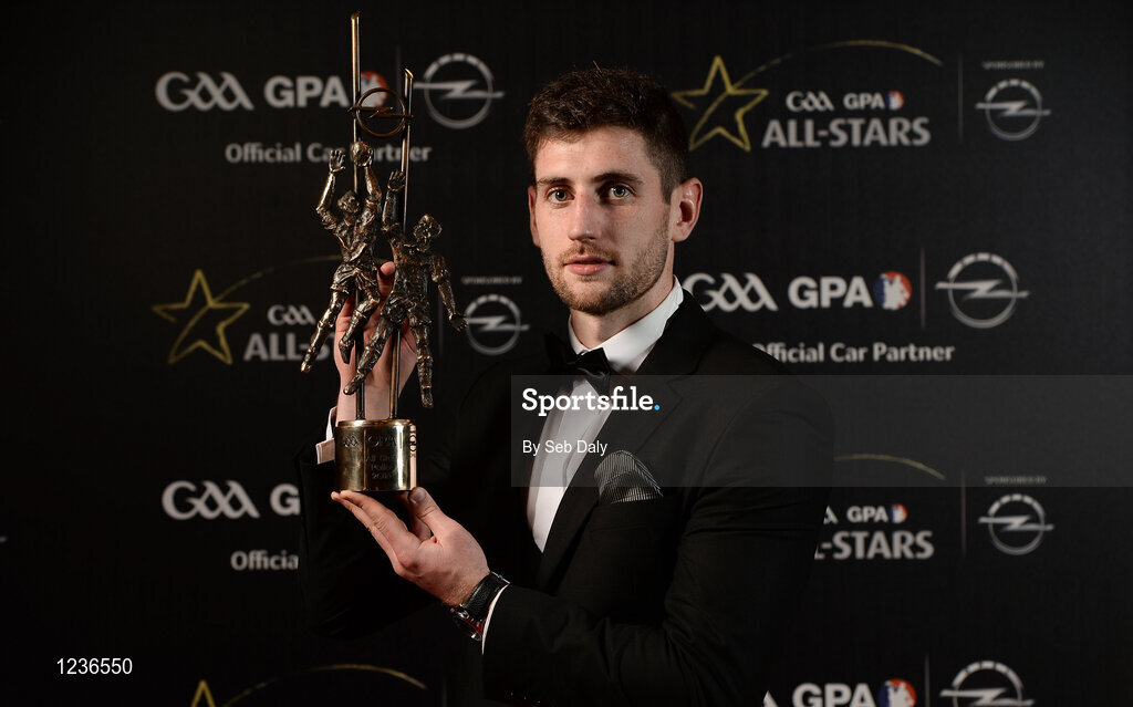 4 November 2016; Kerry footballer Paul Geaney with his award at the 2016 GAA/GPA Opel All-Stars Awards at the Convention Centre in Dublin. Photo by Seb Daly/Sportsfile