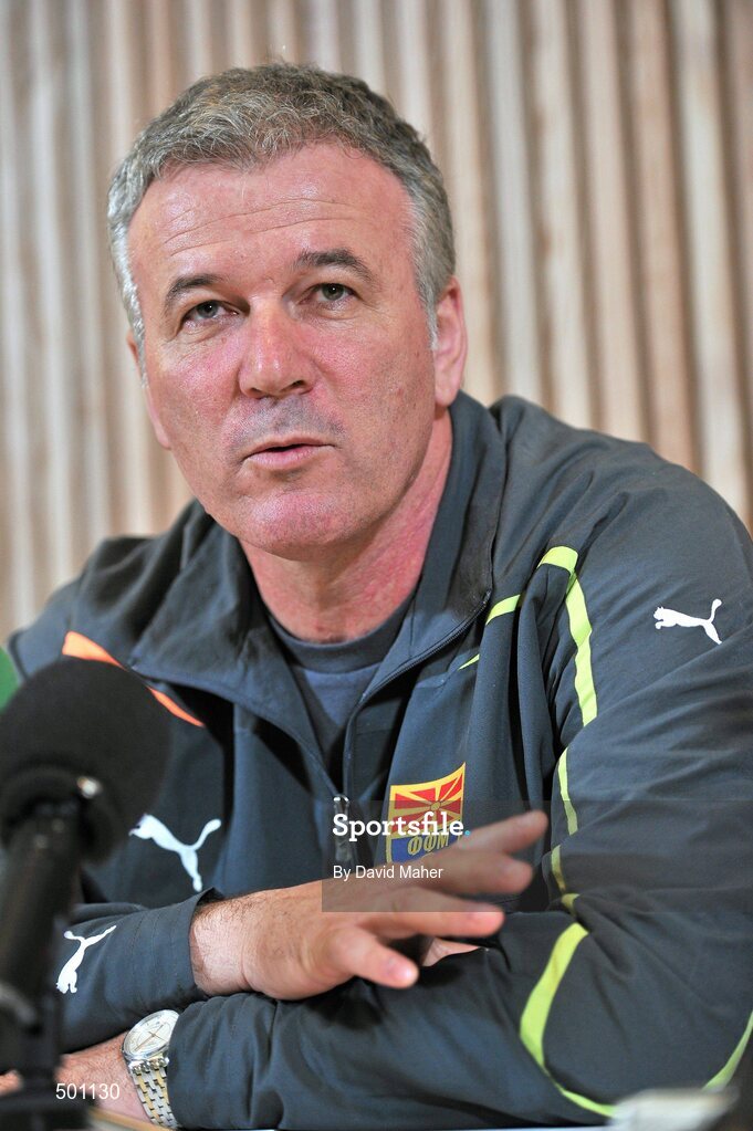 25 March 2011; Macedonia head coach Mirsad Jonuz during a press conference ahead of their EURO2012 Championship Qualifier match against the Republic of Ireland on Saturday. Macedonia Press Conference, Aviva Stadium, Lansdowne Road, Dublin. Picture credit: David Maher / SPORTSFILE