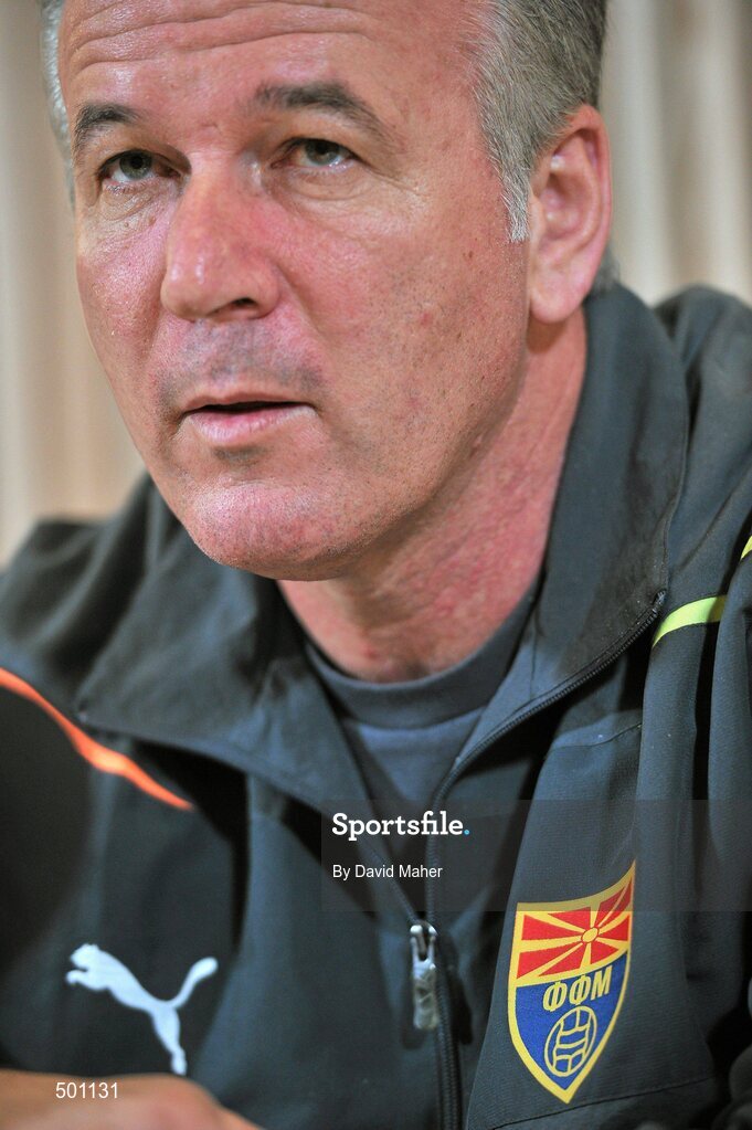 25 March 2011; Macedonia head coach Mirsad Jonuz during a press conference ahead of their EURO2012 Championship Qualifier match against the Republic of Ireland on Saturday. Macedonia Press Conference, Aviva Stadium, Lansdowne Road, Dublin. Picture credit: David Maher / SPORTSFILE