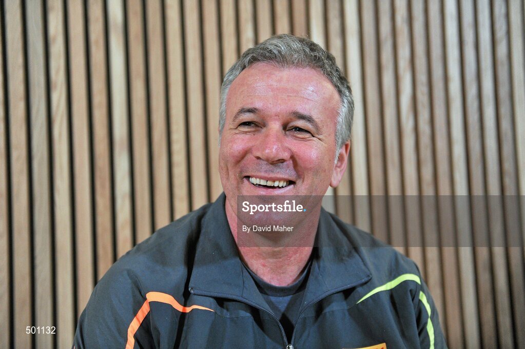 25 March 2011; Macedonia head coach Mirsad Jonuz during a press conference ahead of their EURO2012 Championship Qualifier match against the Republic of Ireland on Saturday. Macedonia Press Conference, Aviva Stadium, Lansdowne Road, Dublin. Picture credit: David Maher / SPORTSFILE