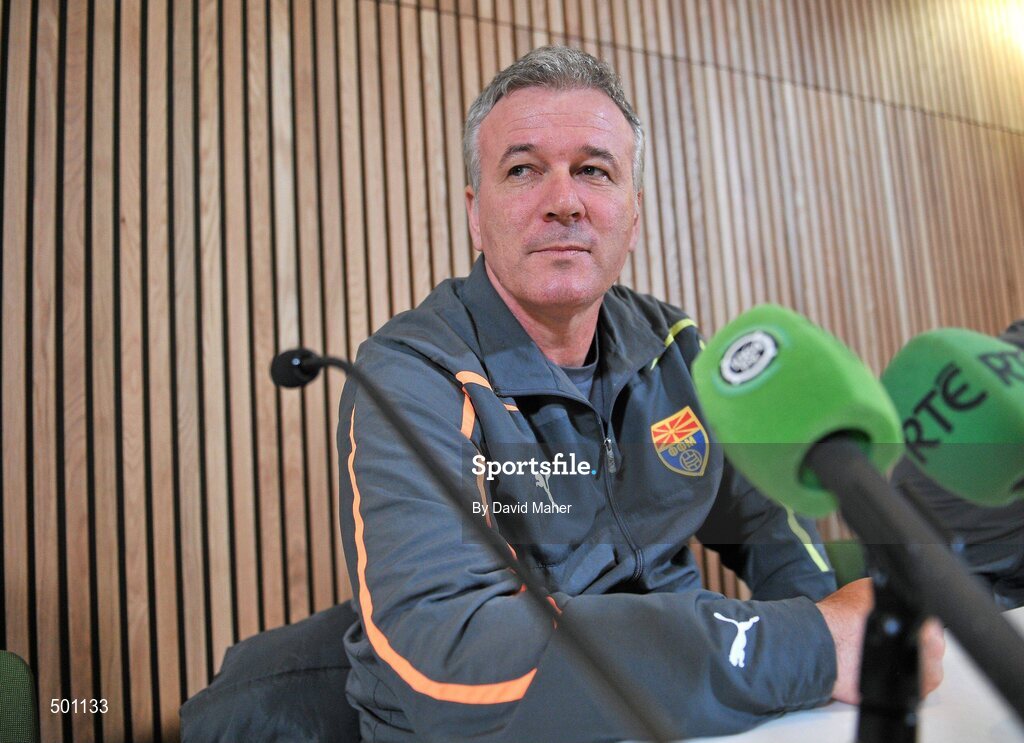 25 March 2011; Macedonia head coach Mirsad Jonuz during a press conference ahead of their EURO2012 Championship Qualifier match against the Republic of Ireland on Saturday. Aviva Stadium, Lansdowne Road, Dublin. Picture credit: David Maher / SPORTSFILE