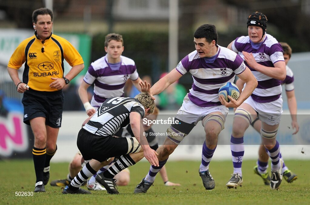 17 March 2011; Jordan Coghlan, Clongowes Wood College SJ, hands off Ross Enraght Moony, Cistercian College Roscrea. Powerade Leinster Schools Senior Cup Final, Cistercian College Roscrea v Clongowes Wood College SJ, RDS, Ballsbridge, Dublin. Picture credit: Stephen McCarthy / SPORTSFILE