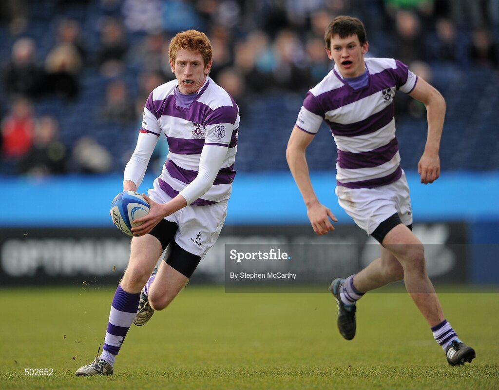 17 March 2011; Harry Burns, Clongowes Wood College SJ, supported by team-mate Conor Joyce. Powerade Leinster Schools Senior Cup Final, Cistercian College Roscrea v Clongowes Wood College SJ, RDS, Ballsbridge, Dublin. Picture credit: Stephen McCarthy / SPORTSFILE