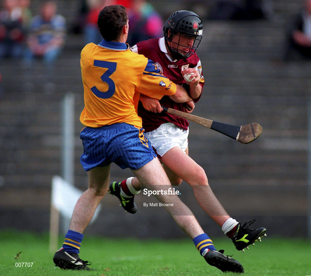 11 July 1998; Alan Kerins of Galway in action against Michael Mulry of Roscommon during the Guinness Connacht Senior Hurling Championship Final match between Roscommon and Galway at Dr Hyde Park in Roscommon. Photo by Matt Browne/Sportsfile