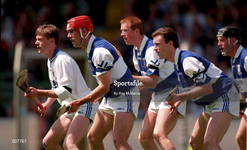 14 June 1998; Laois goalkeeper Ricky Cashin and corner back Bill Maher, red helmet, defend their goal during the Guinness Leinster Senior Hurling Championship Semi-Final match between Kilkenny and Laois at Croke Park in Dublin. Photo by Ray McManus/Sportsfile