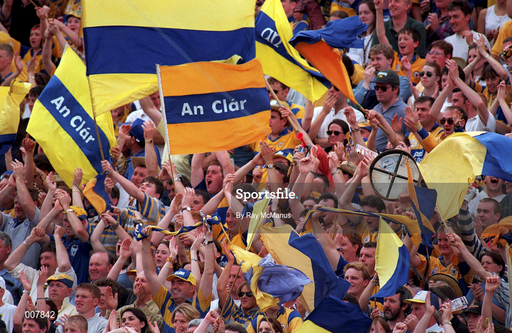 6 July 1997; Clare supporters during the Guinness Munster Senior Hurling Championship Final match between Clare and Tipperary at Páirc Uí Chaoimh in Cork. Photo by Ray McManus/Sportsfile