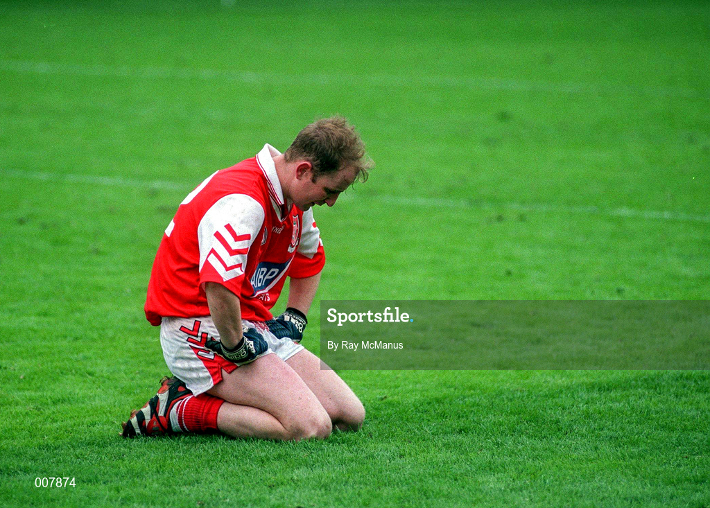 28 June 1998; A dejected Colin Kelly of Louth following the Leinster Senior Football Championship Semi-Final match between Meath and Louth at Croke Park in Dublin. Photo by Ray McManus/Sportsfile